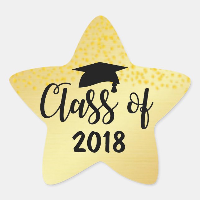 Gold Star Class of 2018 Custom Graduation Sticker (Devant)