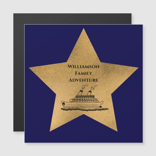 Gold Star Family Cruise Ship Door Blue Magnet (Devant / Derrière)