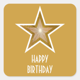 Gold Star 'Joyeux anniversaire' carré autocollant