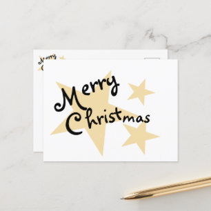 Gold Star Joyeux Noël sur carte postale blanche