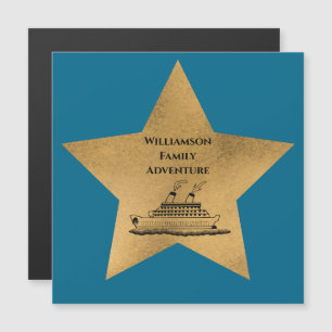 Gold Star Monogram Cruise Navire Finder Porte Bleu