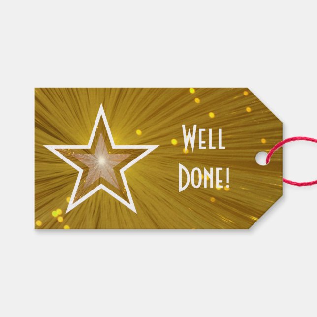 Gold Star print Bien fait texte blanc étiquettes c (Devant (Horizontal))
