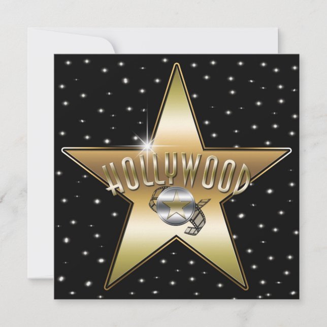 Gold Star Silver Old Hollywood Sparkle Invitation (Devant)