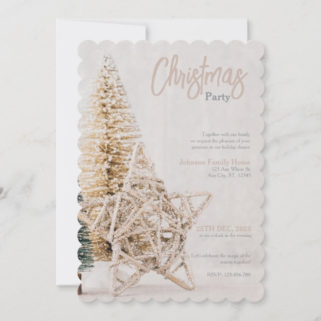 Gold Star Topper Christmas Party Invitation (Devant)