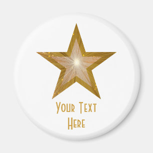 "Gold" Star "Your Text", aimant frigo blanc