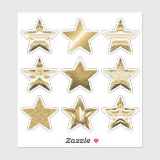 Gold Stars Faux Metallic Set de 9 Sticker