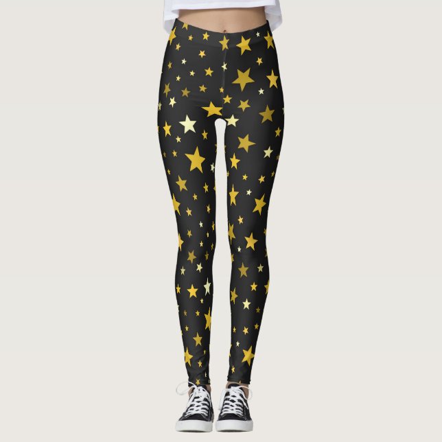 Gold stars noir Leggings (Devant)