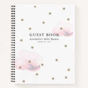 Gold Stars & Pink Clouds Baby shower Livre d'invit