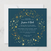 Gold Stars Sparkle Faire-part de mariage
