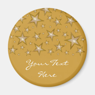 Gold Stars 'Your Text' réfrigérateur aimant or