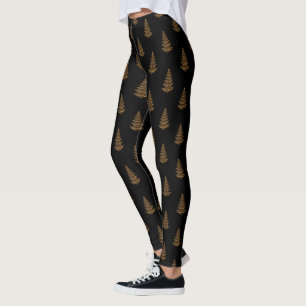 Gold Stylish Christmas Tree Leggings