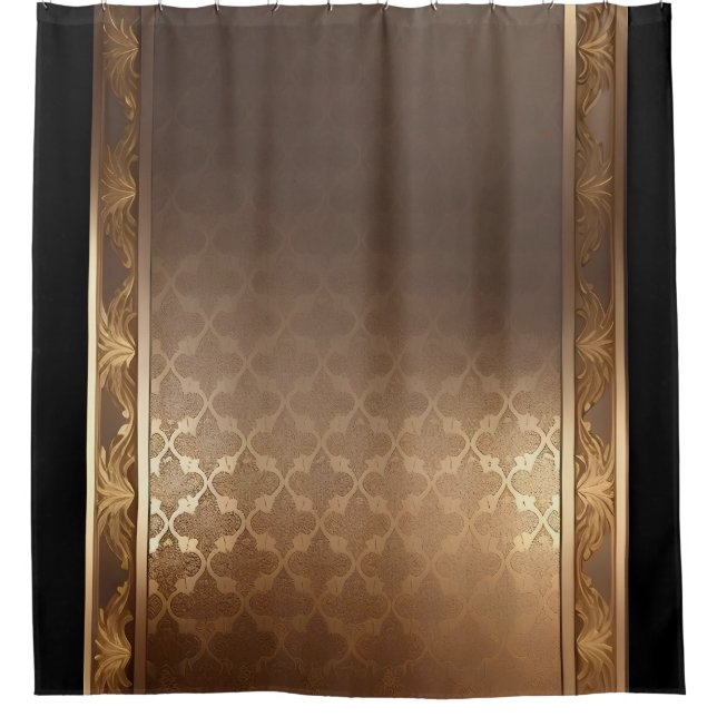 Gold sur Gold/Black Trim Douche rideau (Devant)