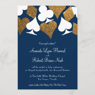 Gold sur le Faire-part de mariage Navy Blue Las Ve