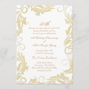 Gold Swirl 50e anniversaire Mariage Invitation