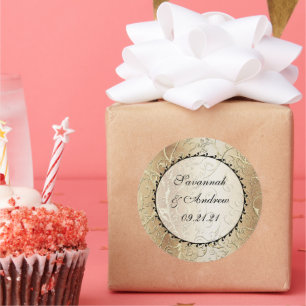 Gold Swirls Black Font Mariage autocollant