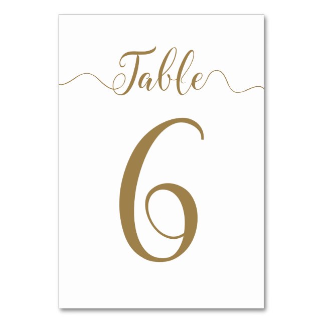 Gold Table Numéro 6 de 30 Cartes de table Mariages (Par défaut)
