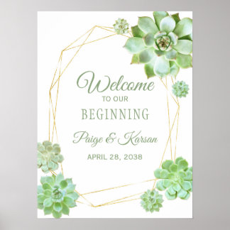 Gold Terrarium Succulent Mariage Affiche de bienve