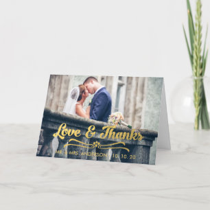 GOLD THANES MARIAGE PHOTO CARTE DE REMERCIEMENTS