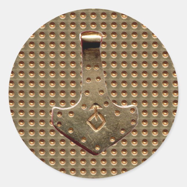 Gold Thor Hammer Gold Indent gros autocollants ron (Devant)