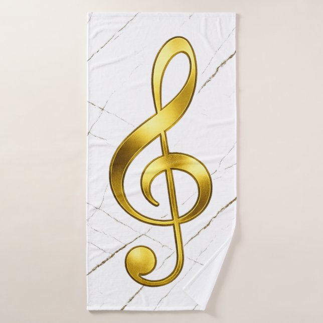 Gold Treble Clef Marble Home Decor (Serviette de bain)