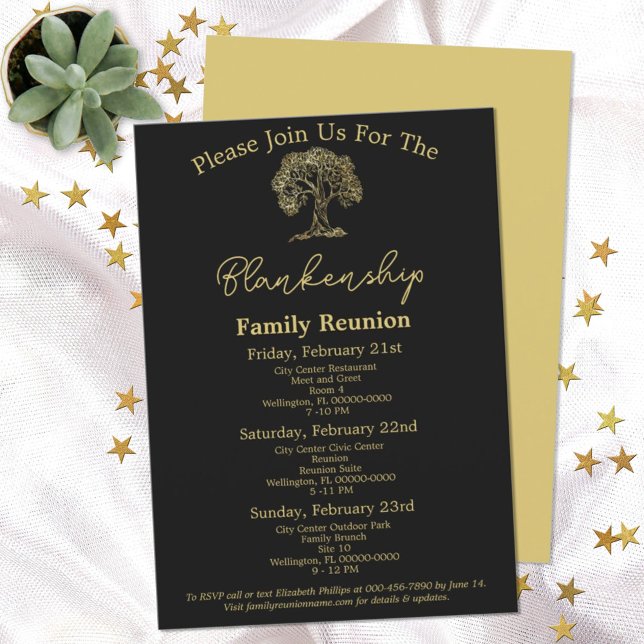 Gold Tree Family Reunion 3 jours Invitation (Créateur téléchargé)