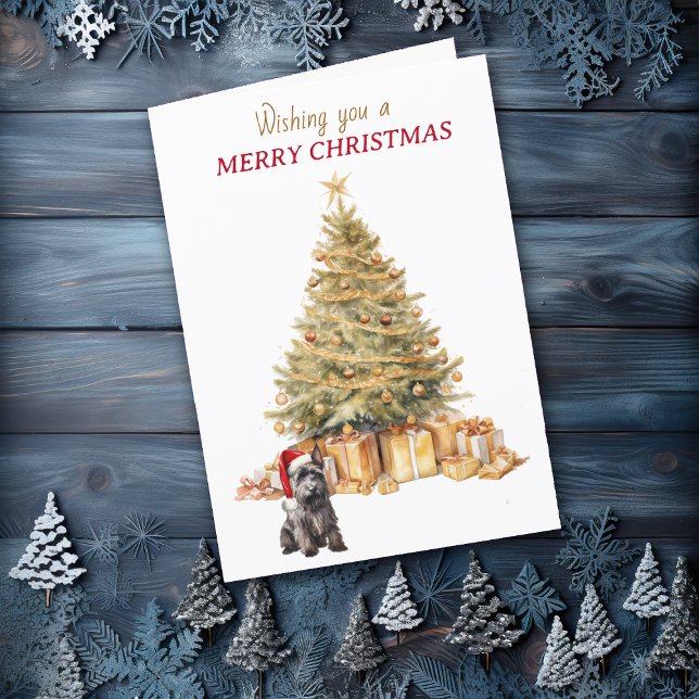 Gold Tree Scottish Terrier Dog Carte de Noël (Créateur téléchargé)