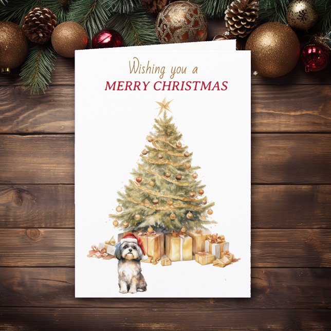 Gold Tree Shih Tzu Chien Carte de Noël (Créateur téléchargé)