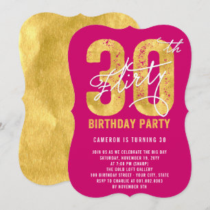 Gold Trente et Flirty 30e anniversaire Invitation 