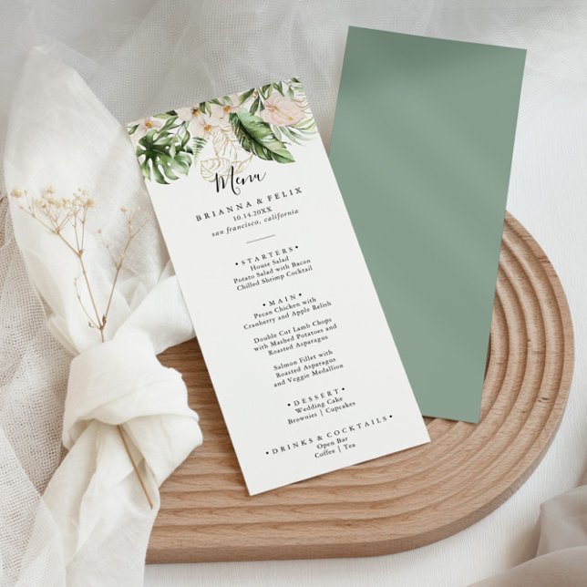 Gold Tropical Folial Dîner Floral Menu (Créateur téléchargé)