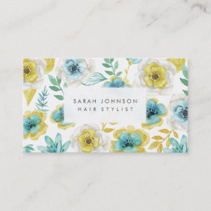 Gold Turquoise Floral Hair Stylliste Cartes de vis