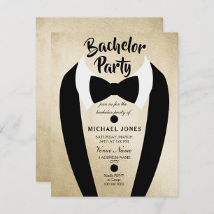 Gold Tuxedo Bow Cravate Bachelor Invitation de la 