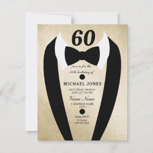 Gold Tuxedo Mens 60e anniversaire Invitation de la