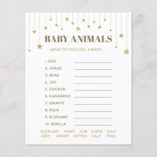 Gold Twinkle Little Star Douche Baby Animals Jeu