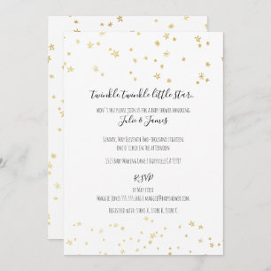Gold Twinkle Little Stars Baby Shower Invitations