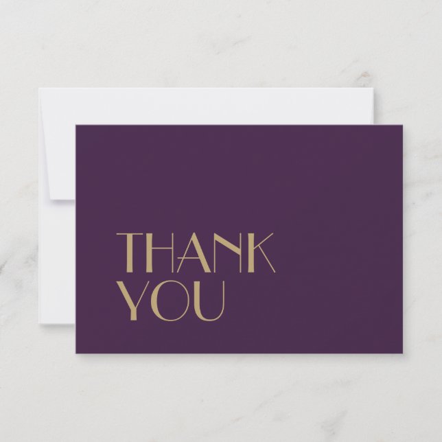 Gold Type Déco Mariage foncé violet  plat Merci (Devant)