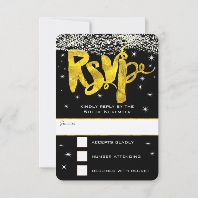 Gold Under the Stars Wedding RSVP (Devant)