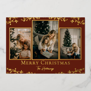 Gold Vins 3 Photo Foil Carte de vacances