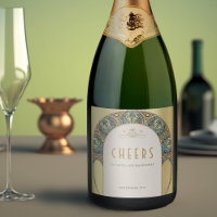 Gold Vintage Art Nouveau Mucha Étiquette à vin éti