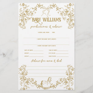 Gold Vintage Floral Baby Prediction Jeu