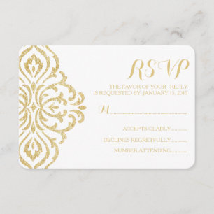 Gold Vintage Glamor Elegance Wedding Carte RSVP