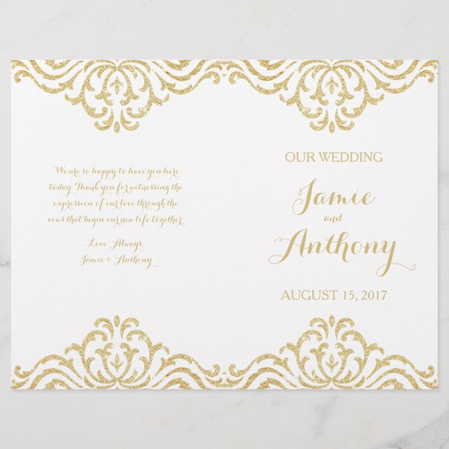 Gold Vintage Glamor Elegance Wedding Programme (Devant)