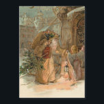 Gold Vintage Père Noël et Ange<br><div class="desc">Vieux monde Père Noël en robes d'or fortement ornementées portant des cadeaux et arbre avec ange ailé.</div>