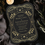 Gold Vintage Tarot Card Faire-part de mariage goth<br><div class="desc">Découvrez votre destin mariage avec cette invitation inspirée du tarot. Avec ce design mystique noir et or, ces invitations apportent une touche enchanteresse à votre journée spéciale. Parfait pour les couples qui cherchent à ajouter une touche de magie et de mystère. REMARQUE : L'or présenté dans ce design n'est PAS...</div>