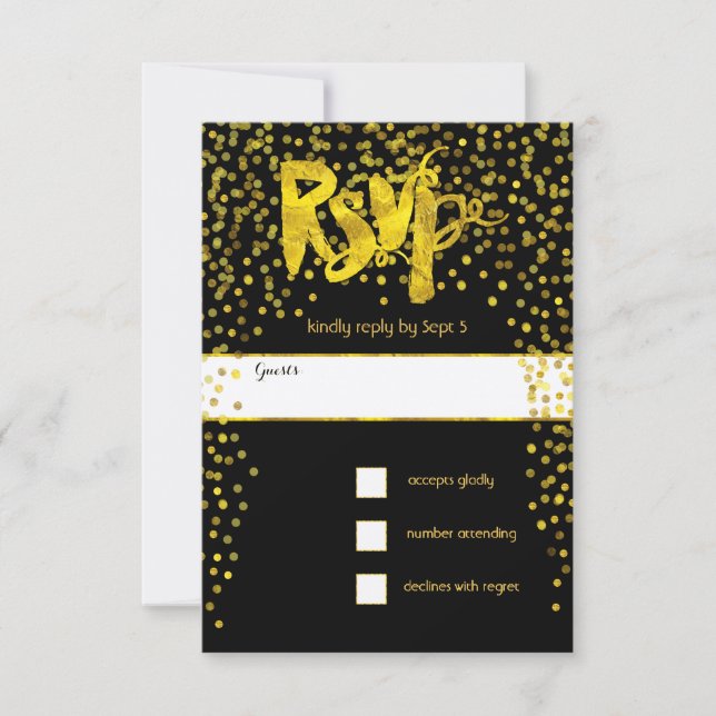 Gold Vintage Typographie moderne Mariage RSVP (Devant)