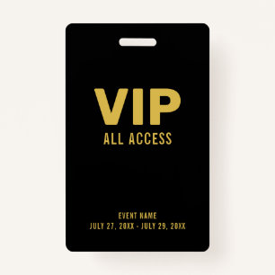 Gold VIP All Access Pass ID d'événement Badge