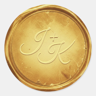 Gold Wax Seal Stickers Initials Wedding Envelope