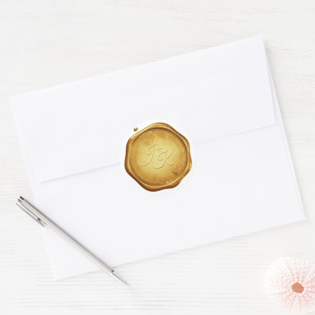 Gold Wax Seal Stickers Initials Wedding Envelope (Enveloppe)