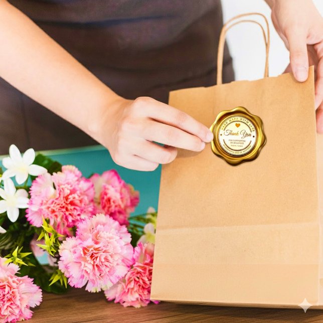 Gold Wax Seal 'Thank You' For Business Sticker (Créateur téléchargé)
