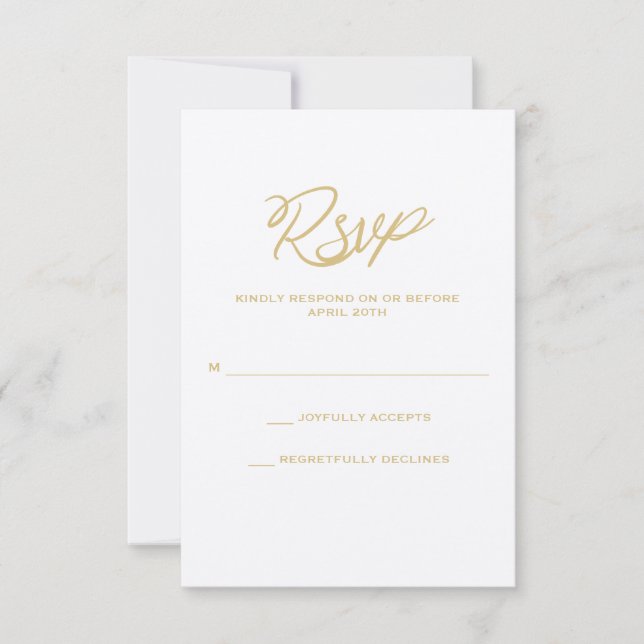 Gold We Do Script Wedding Carte RSVP (Devant)