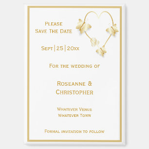 Gold Wedding Enregistrer La Date Magnet Papillons